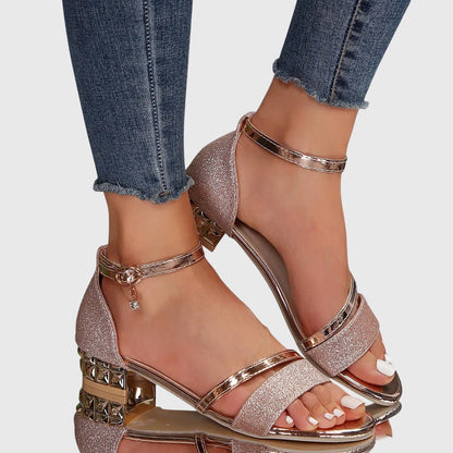 Juliette | Black Glitter Orthopedic Heeled Sandals