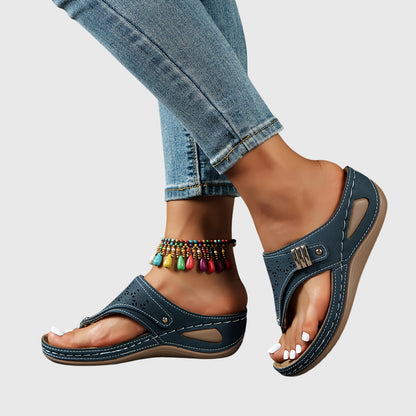 Calista | Brown Beaded Comfortable Sandals