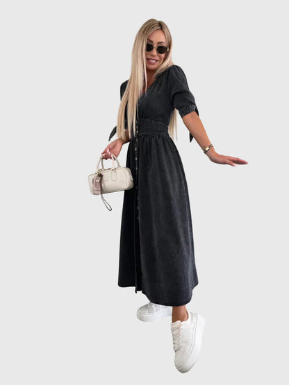 Alethea | Blush Elegant Denim Dress