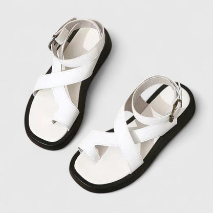 Calista | Beige Elegant Sandals with Thick Sole
