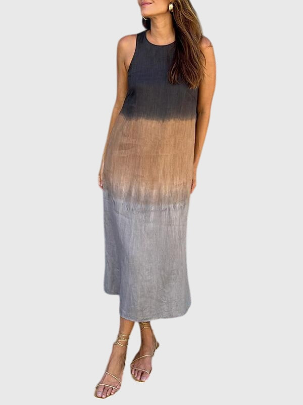 Calista | Elegant Ombre Linen Stylish Print Dress