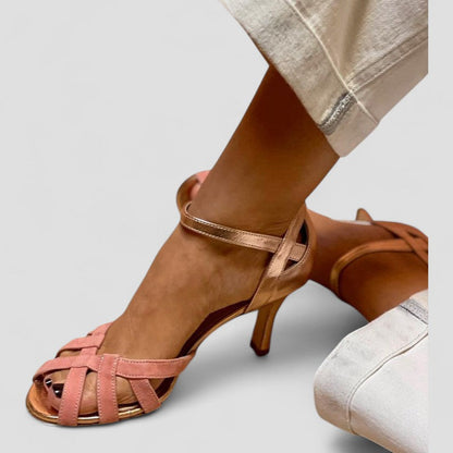 Aurelia | Rose Gold Kitten Heels With Open Toe