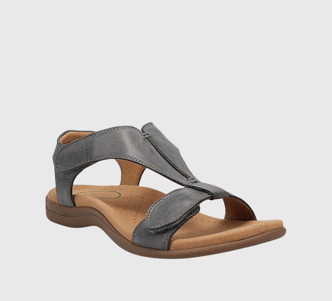Calista | Black Leather Orthopedic Sandals