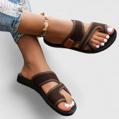Calantha | Burgundy Strappy Orthopedic Sandals