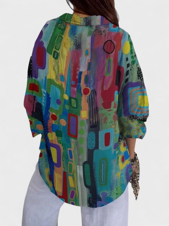 Astrid | Vibrant Elegant Geometric Pattern Blouse