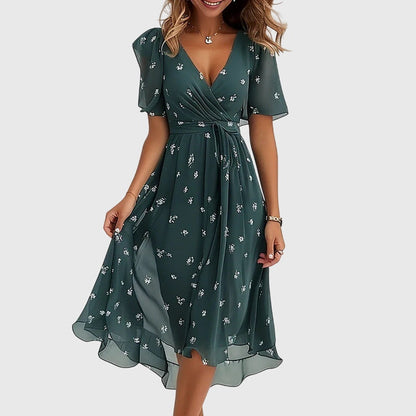 Calista | Vibrant Floral Chic Midi Dress