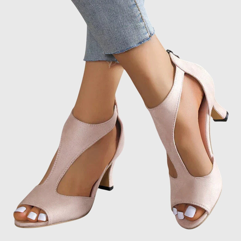 Calista | Blush Suede Orthopedic Heels
