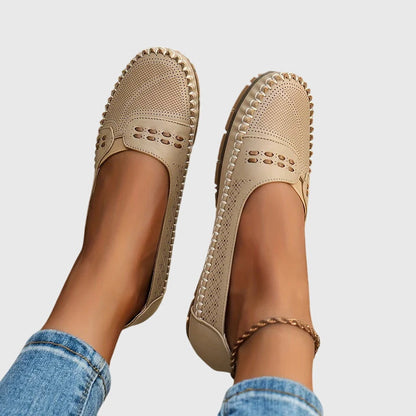 Aurelia | Beige Perforated Orthopedic Shoes