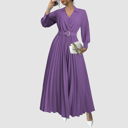 Aurelia | Elegant Black Pleated Everyday Elegance Dress
