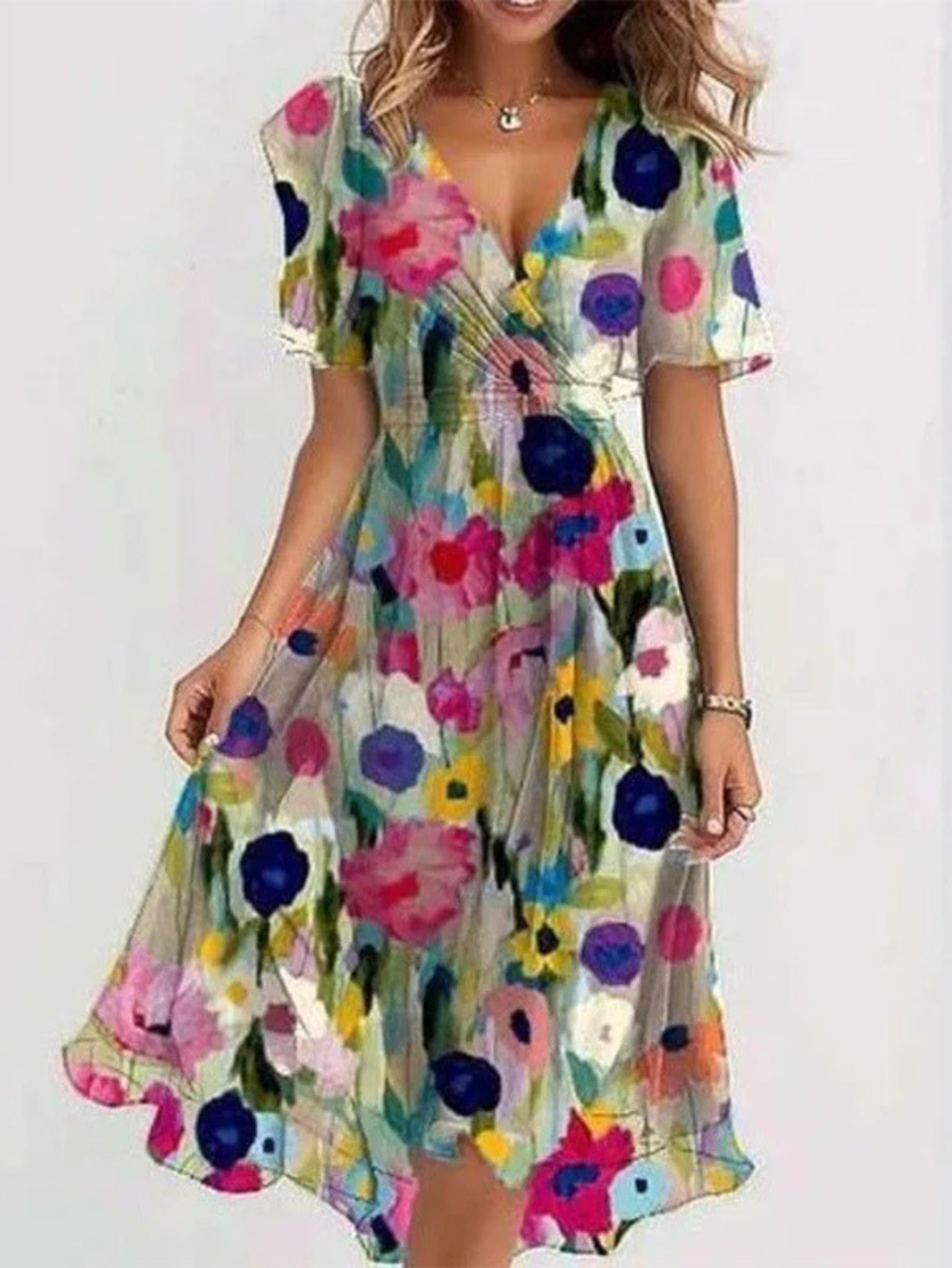 Calista | Elegant Floral Summer Dress With Belly Cover