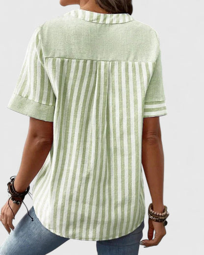 Alethea | Mint Stripe Sophisticated Blouse