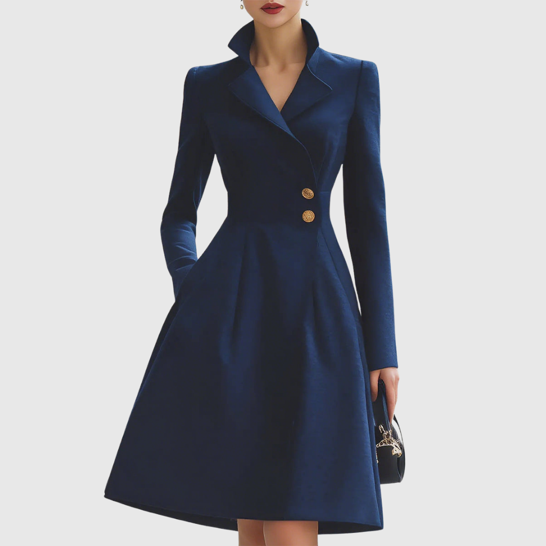 Astrid | Navy Velvet Tailored Fit Coat Dress