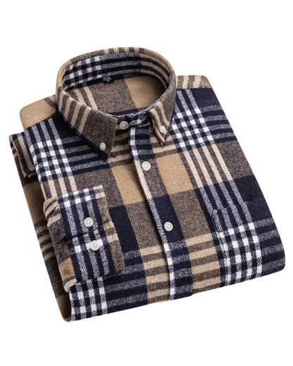Beckett | Brown Plaid Checked Cotton Shirt