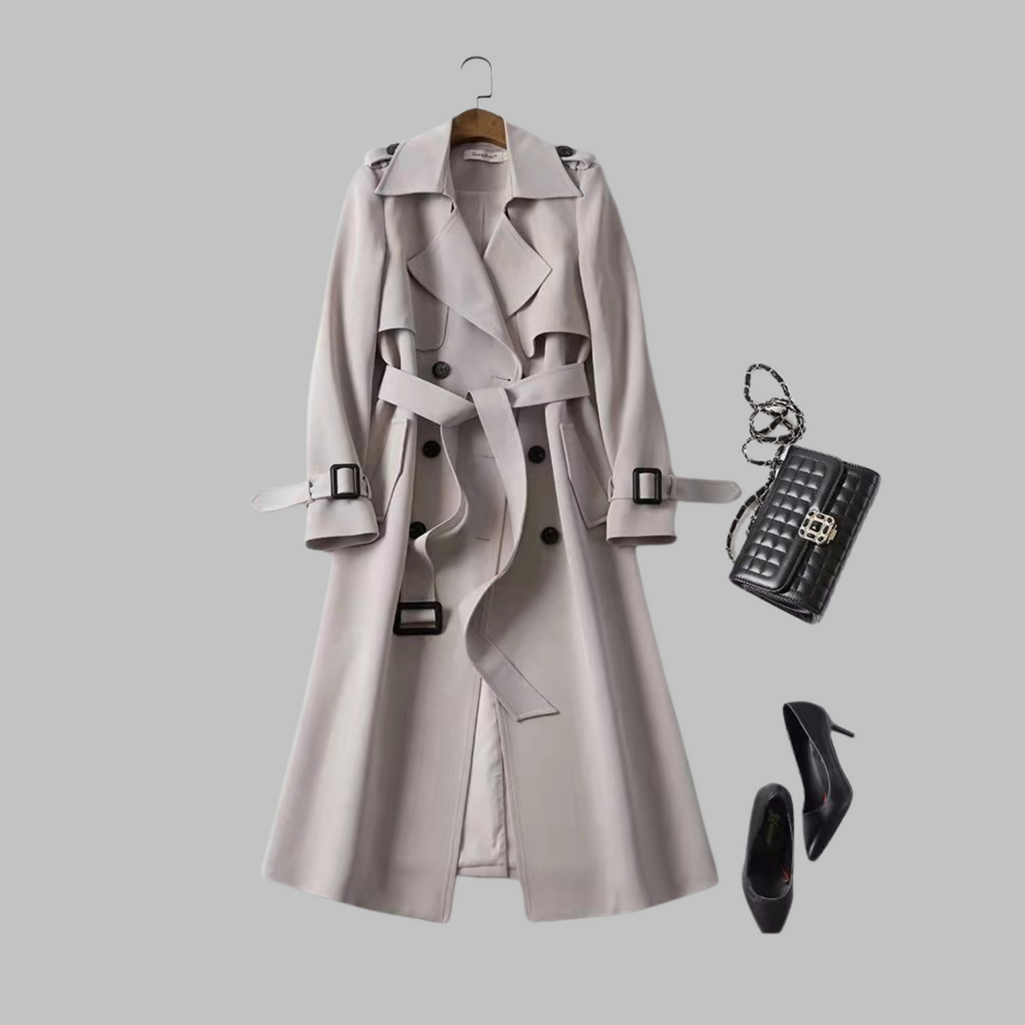 Aurora | Elegant Black Knee-Length Loose Fit Coat