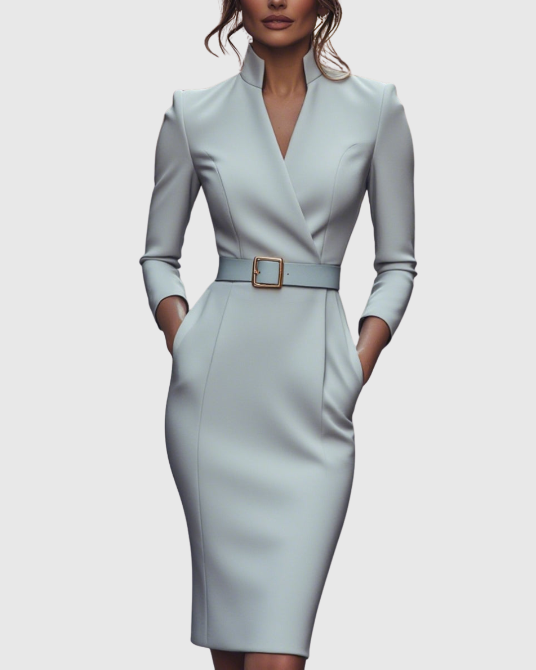 Calantha | Elegant Black Refined Midi Dress