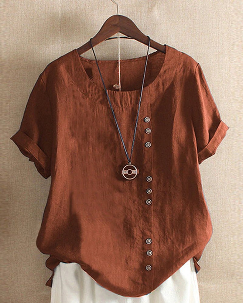 Willow | Blush Pink Women’s Casual Button Detail Linen Blouse