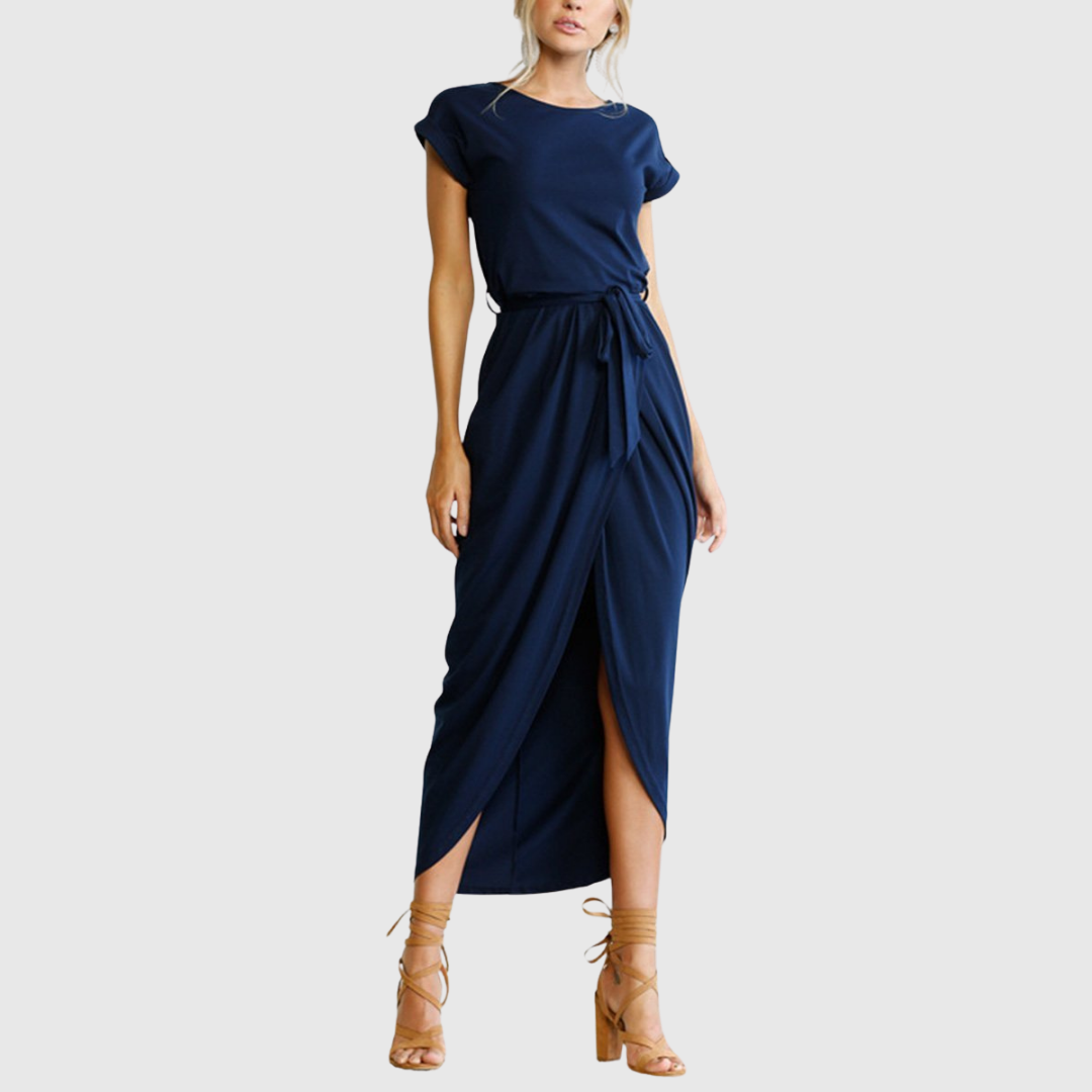 Calantha | Elegant Grey Casual Midi Dress
