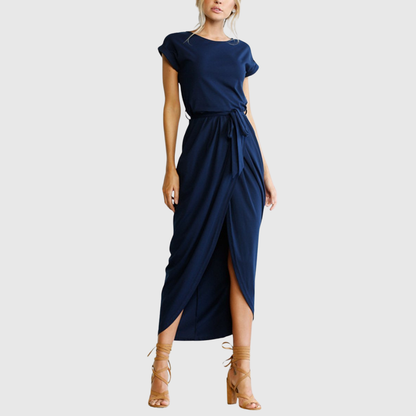 Calantha | Elegant Grey Casual Midi Dress
