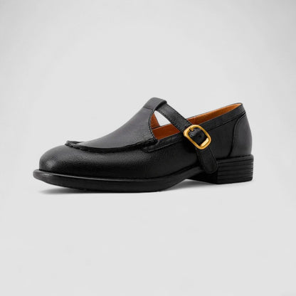 Calysta | Luxury Black Orthopedic Square-Toe Mary Jane Shoes