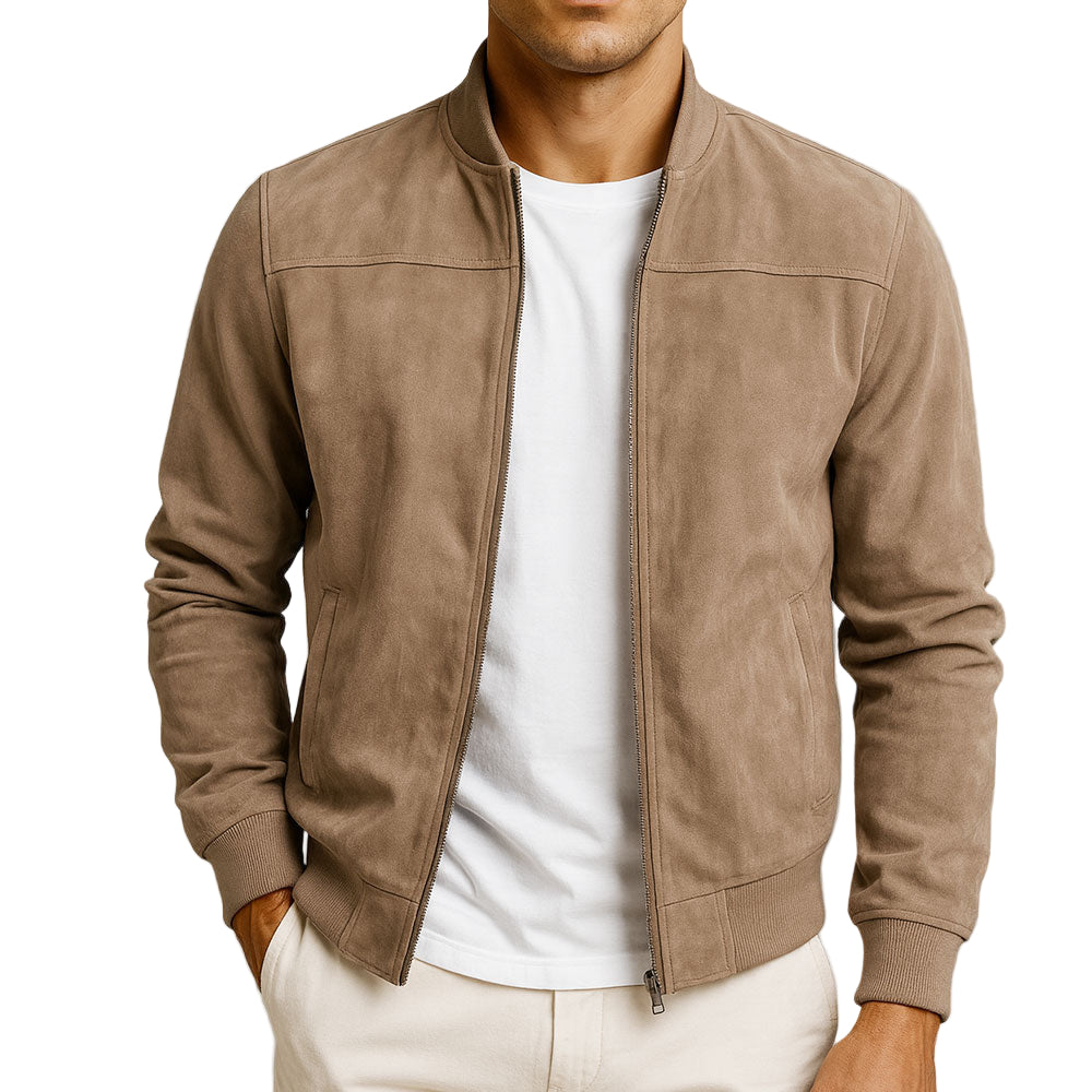 Asher | Tan Modern Minimalist Zip Jacket