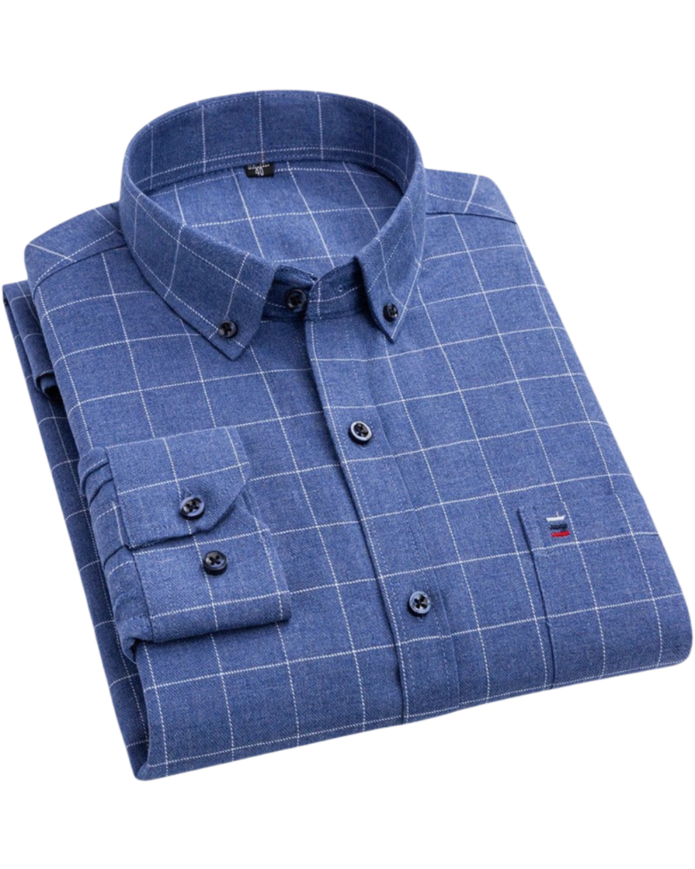 Benedict | Dark Navy Red Striped Check Cotton Shirt
