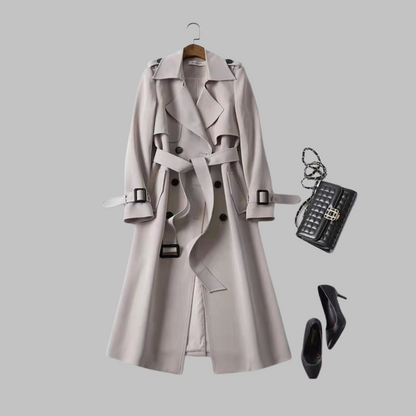 Astrid | Elegant Black Knee-Length Loose Fit Trench Coat