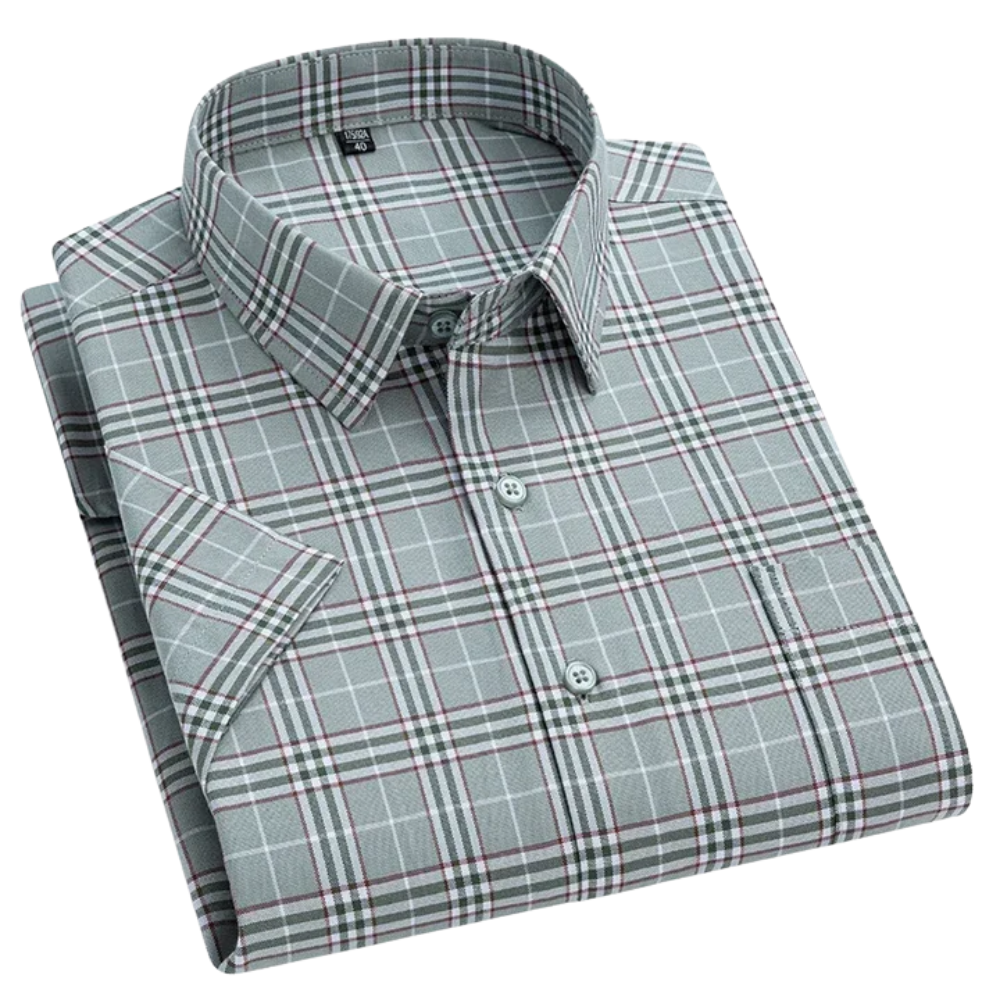 Benedict | Navy Striped Short-Sleeve Cotton Shirt