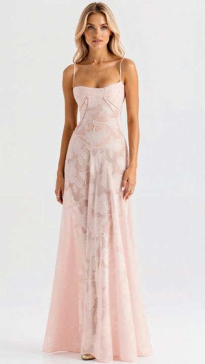 Astrid | Women’s Wedding Guest Slip Maxi Dress in White Floral