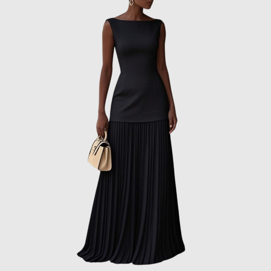 Calantha | Elegant Light Blue Sleeveless Dress With Flowing Pleats
