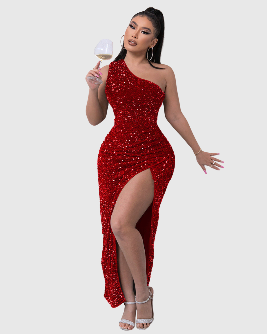 Alethea | Sequin Luxe One-Shoulder Evening Dress