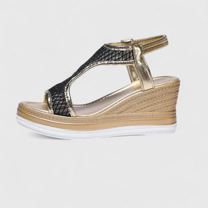 Calista | Elegant Metallic Mesh Sandals