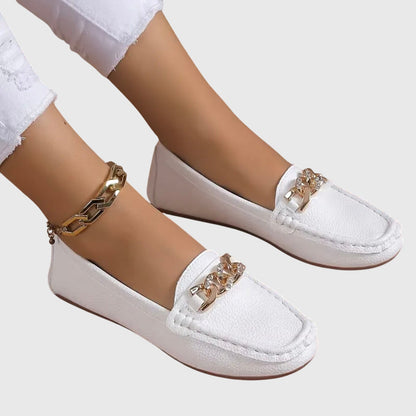 Alethea | White Leather Orthopedic Loafers