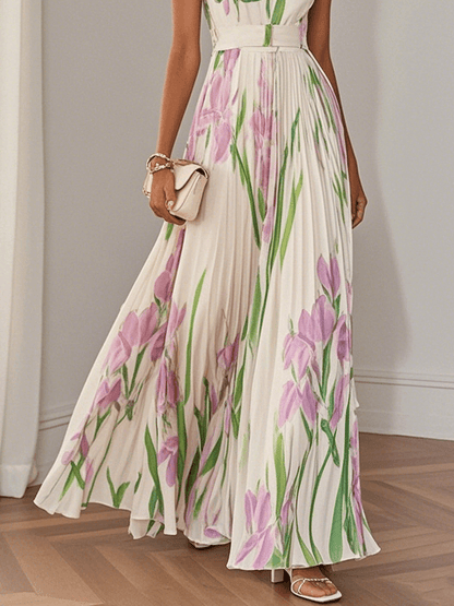 Astrid | Women’s Boho Floral Flowing A Line Dress in Ivory