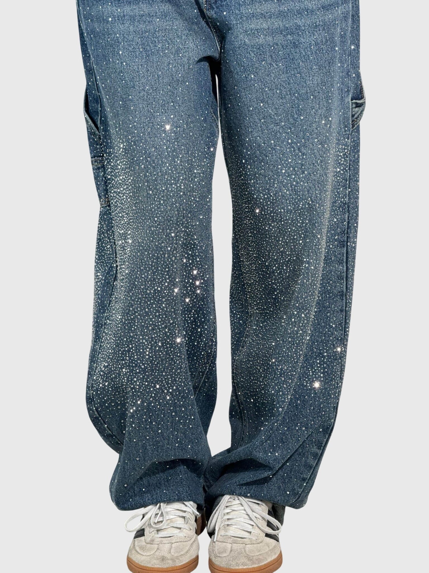 Astrid | Women’s Dark Blue Sparkle Diamond Denim Pants