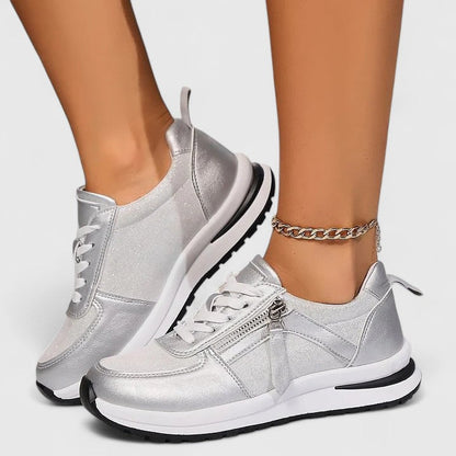 Calysta | Silver Elegant Shoes with Zipper