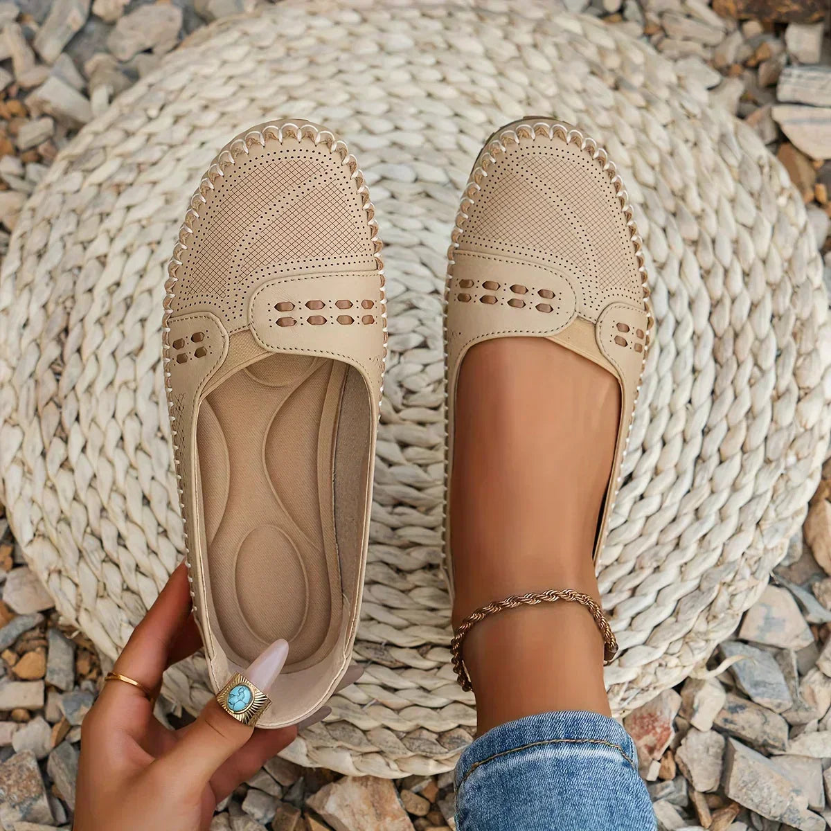 Adriana | Beige Women Stylish Orthopedic Casual Slip-On Shoes