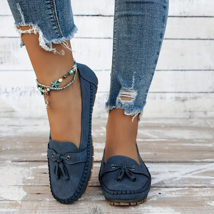 Astrid | Navy Blue Comfortable Soft Moccasins