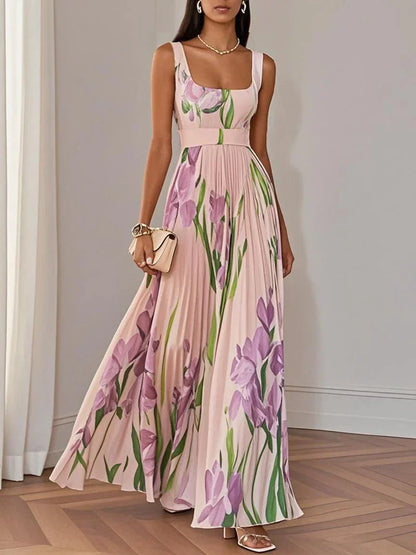 Astrid | Women’s Boho Floral Flowing A Line Dress in Soft White