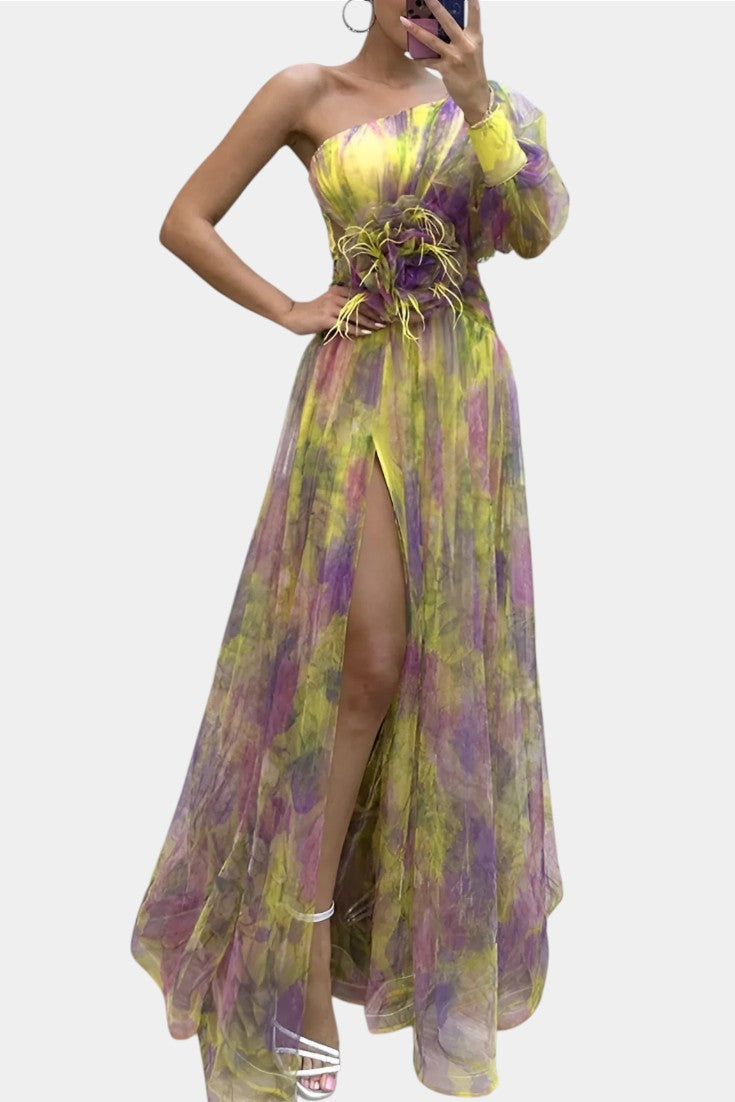 Calantha | Elegant Maxi Dress in Tie-Dye Silk