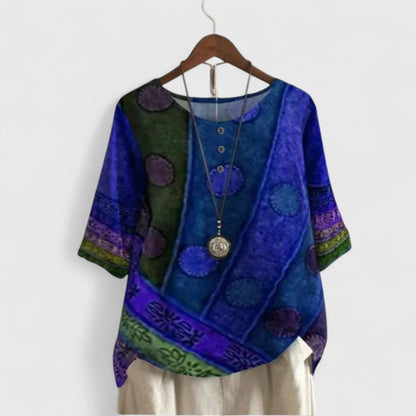 Calantha | Vibrant Patchwork Sophisticated Top