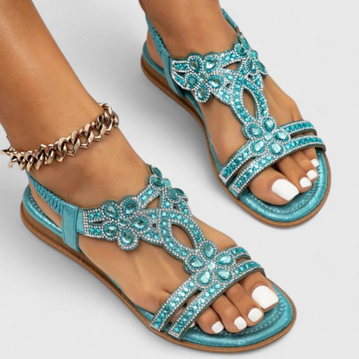 Calanthe | Turquoise Embellished Orthopedic Sandals