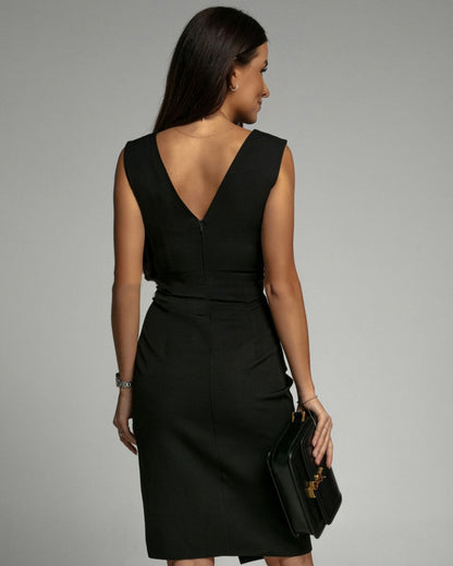 Calanthe | Red Fitted Dress with Slit