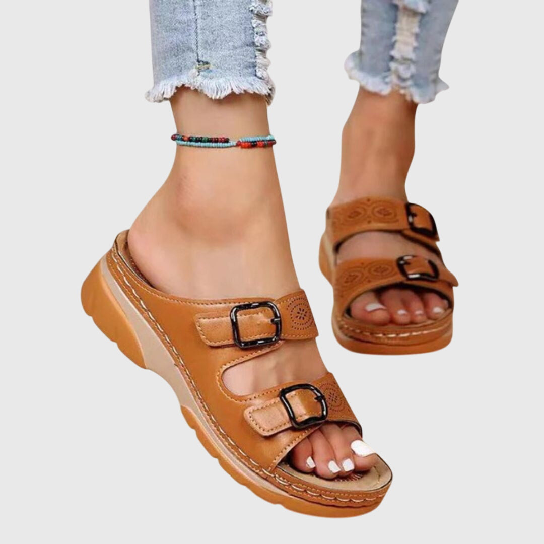 Calantha | Elegant Blue Orthopedic Leather Sandals