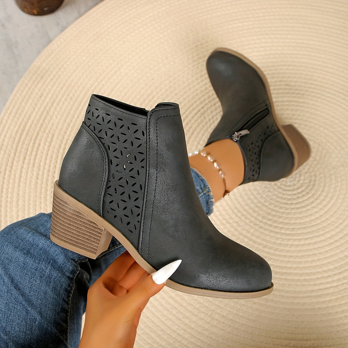 Kaid | Black Cutout Orthopedic Boots