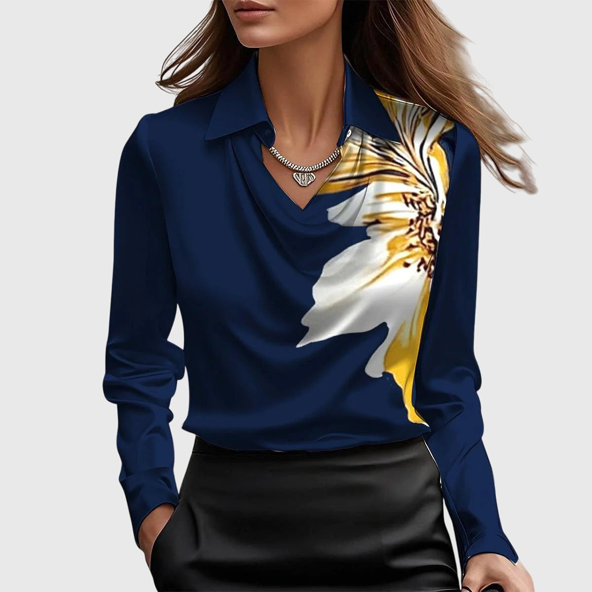 Astrid | Silky Elegant Blouse in Champagne
