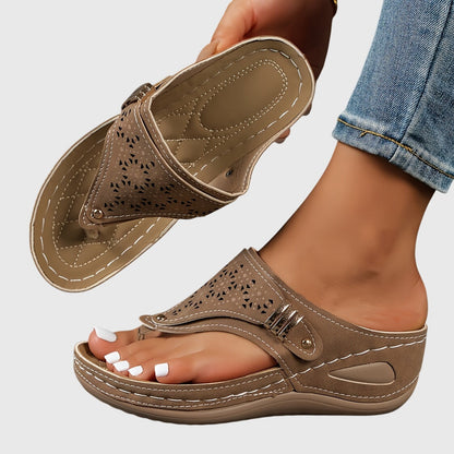 Calista | Beige Cutout Comfortable Sandals