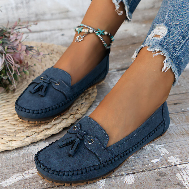Astrid | Navy Blue Comfortable Soft Moccasins
