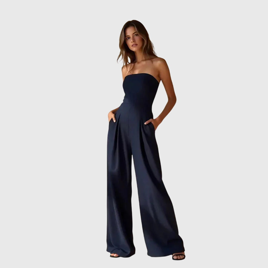 Astrid | Black Strapless Elegant Jumpsuit