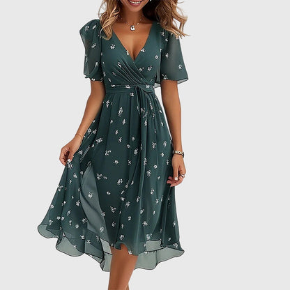 Calista | Vibrant Floral Chic Midi Dress