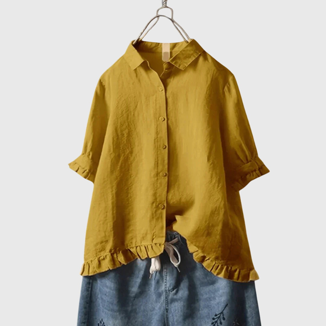 Elegant & Refined White Linen Shirt